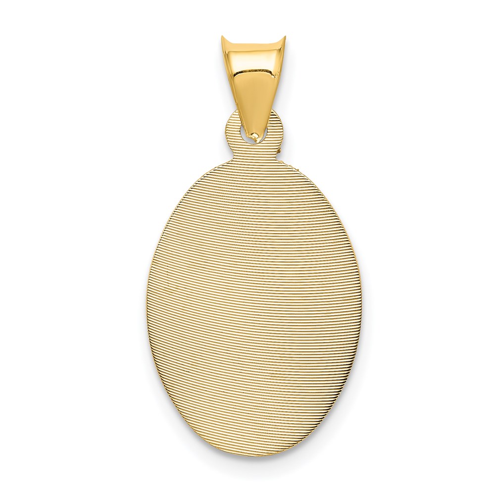 14K Yellow Gold Polished D/C Sagrado Corazon Oval Pendant