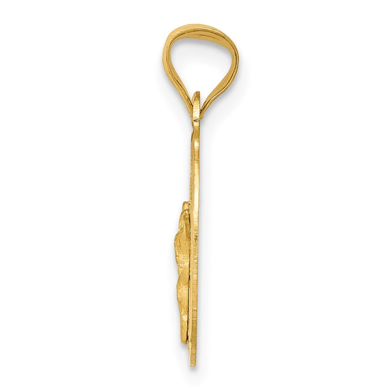 14K Yellow Gold Polished D/C Corpus Oval Pendant