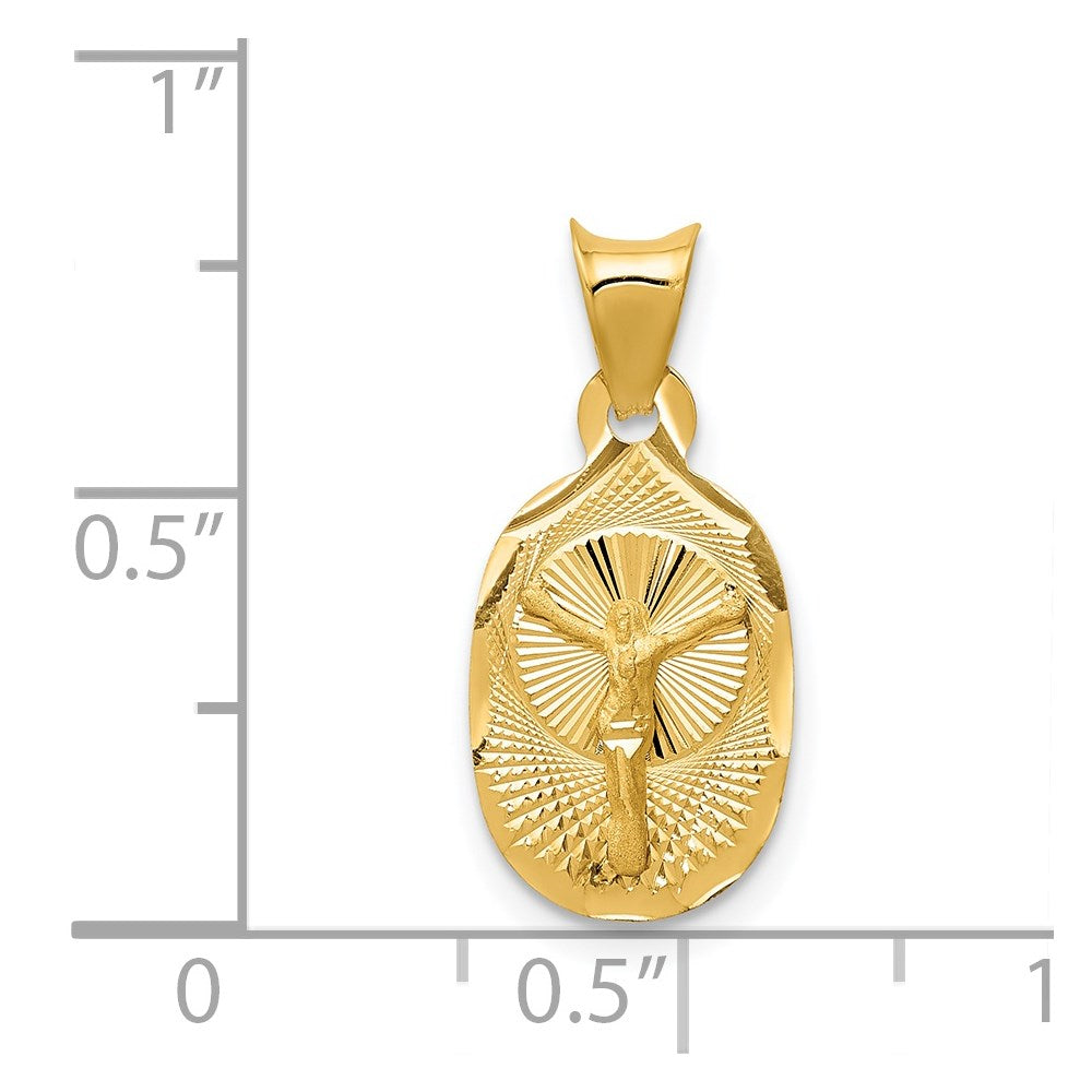 14K Yellow Gold Polished D/C Corpus Oval Pendant