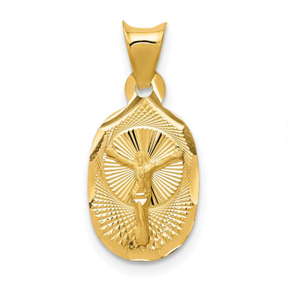 14K Yellow Gold Polished D/C Corpus Oval Pendant