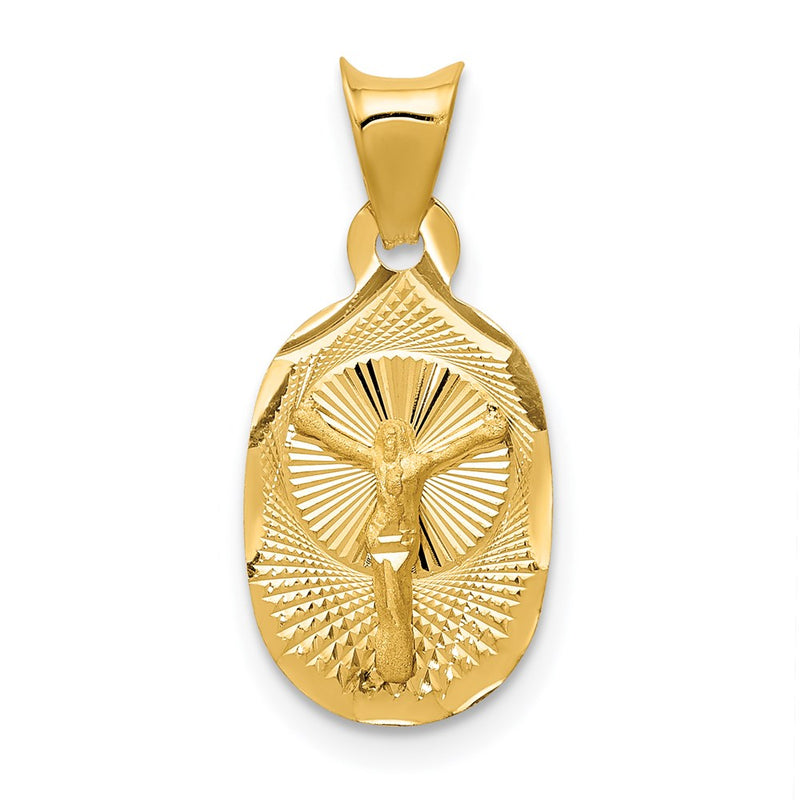 14K Yellow Gold Polished D/C Corpus Oval Pendant