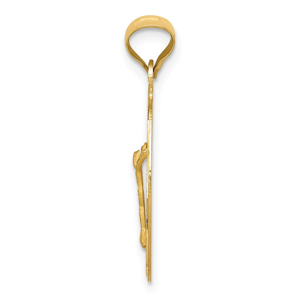 14K Yellow Gold Polished D/C Corpus Oval Pendant