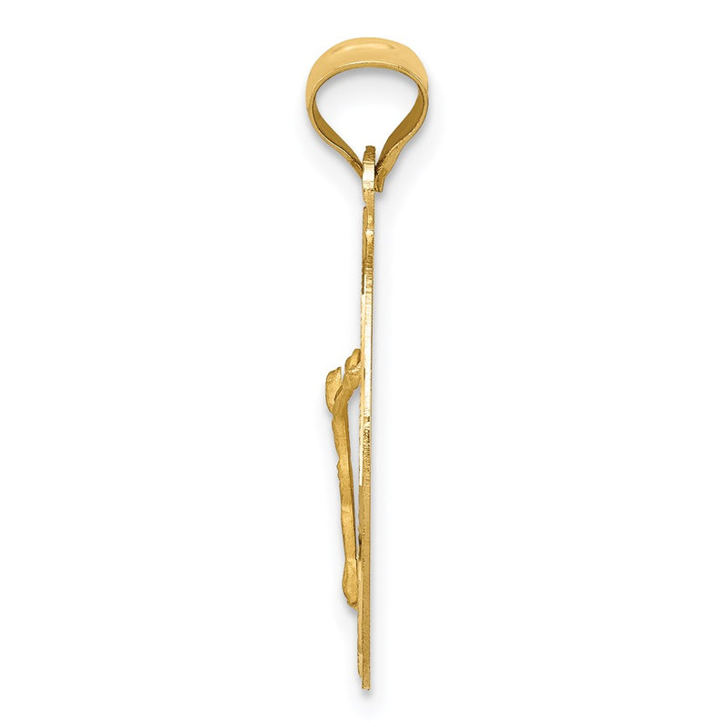 14K Yellow Gold Polished D/C Corpus Oval Pendant