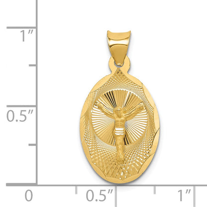 14K Yellow Gold Polished D/C Corpus Oval Pendant