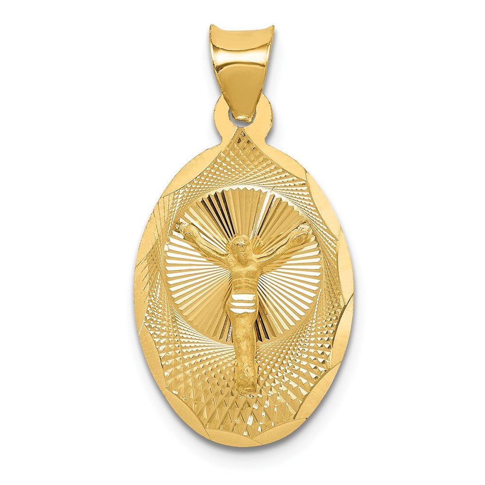 14K Yellow Gold Polished D/C Corpus Oval Pendant
