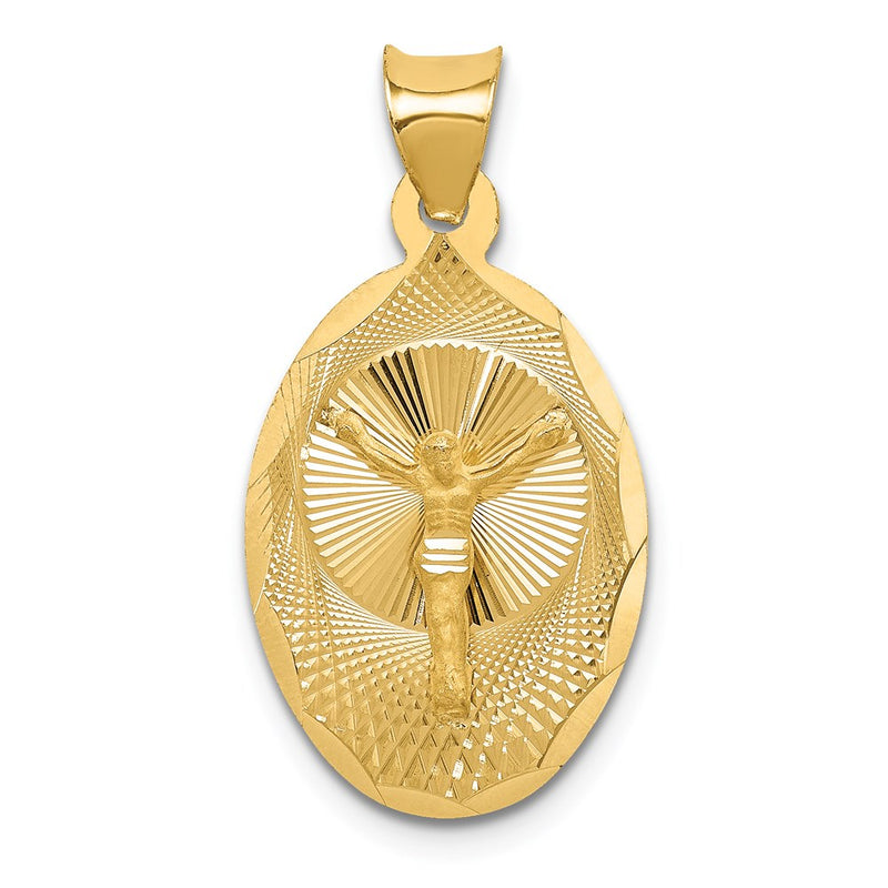 14K Yellow Gold Polished D/C Corpus Oval Pendant