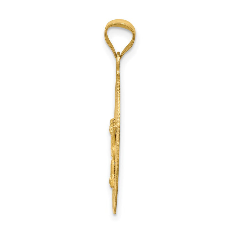 14K Yellow Gold Polished D/C Corpus Oval Pendant
