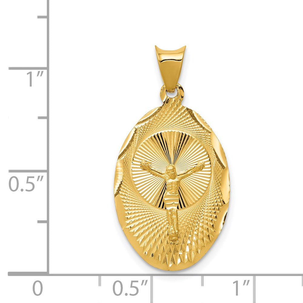 14K Yellow Gold Polished D/C Corpus Oval Pendant