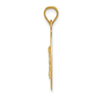14K Yellow & Rhodium W/Rose And White D/C Corpus Oval Pendant