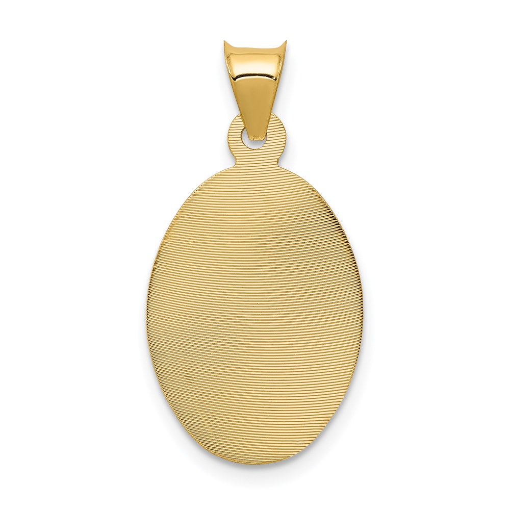 14K Yellow & Rhodium W/Rose And White D/C Corpus Oval Pendant
