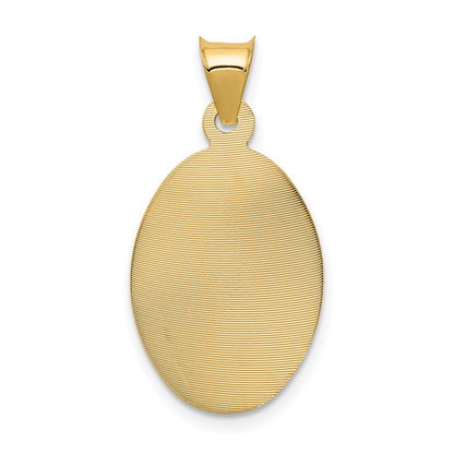 14K Yellow & Rhodium W/Rose And White D/C Corpus Oval Pendant
