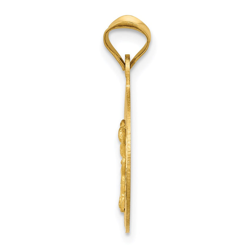 14K Yellow Gold Polished D/C Corpus Circle Pendant