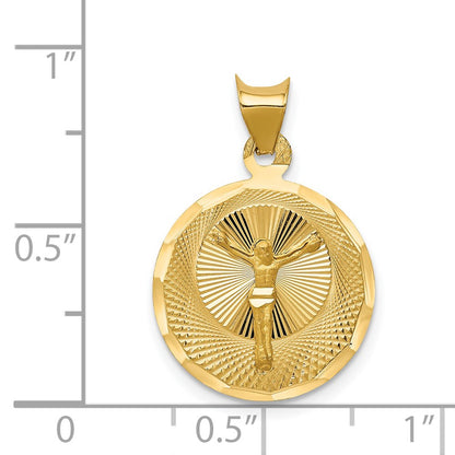 14K Yellow Gold Polished D/C Corpus Circle Pendant