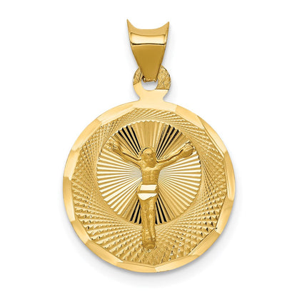 14K Yellow Gold Polished D/C Corpus Circle Pendant