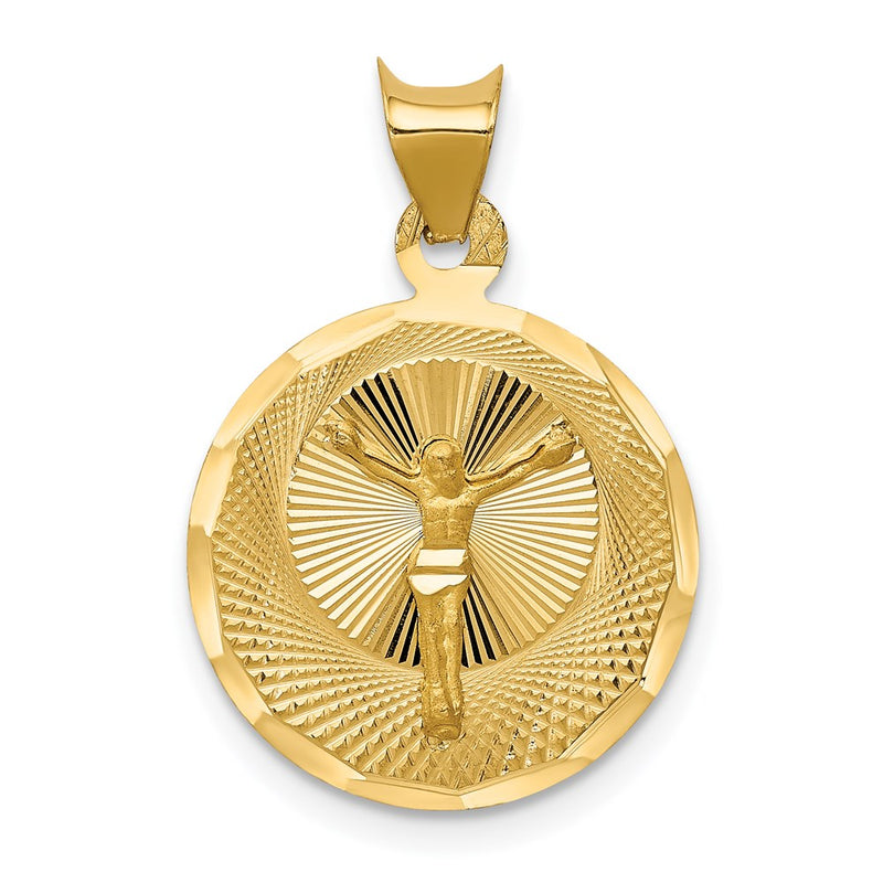 14K Yellow Gold Polished D/C Corpus Circle Pendant