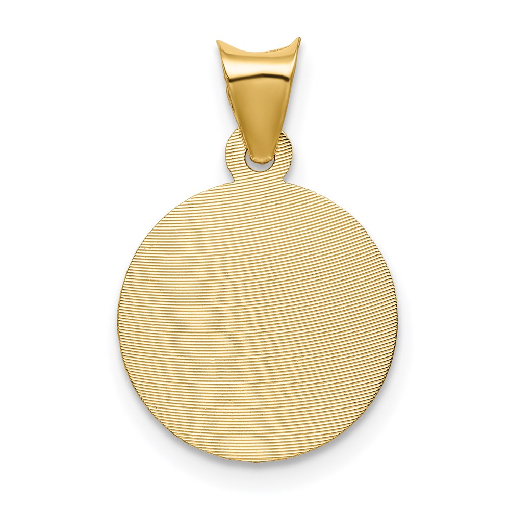 14K Yellow Gold Polished D/C Corpus Circle Pendant