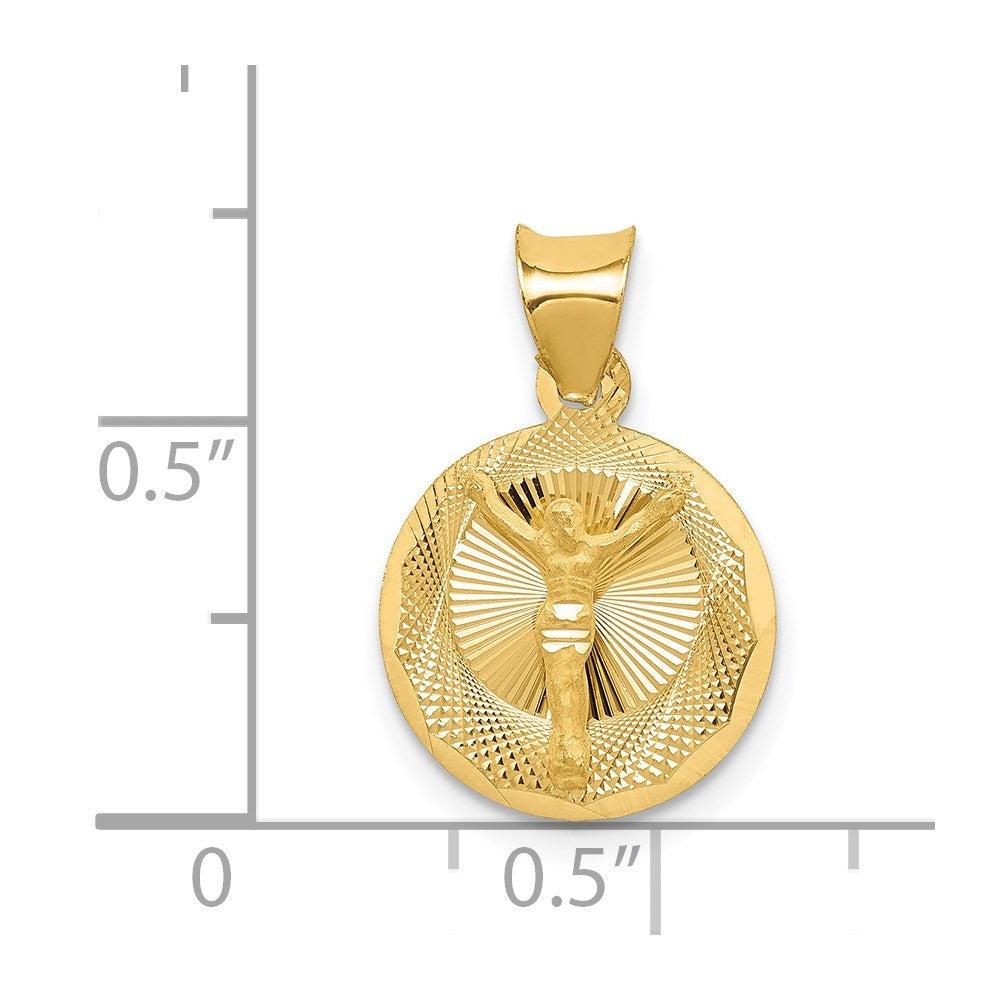 14K Yellow Gold Polished D/C Corpus Circle Pendant