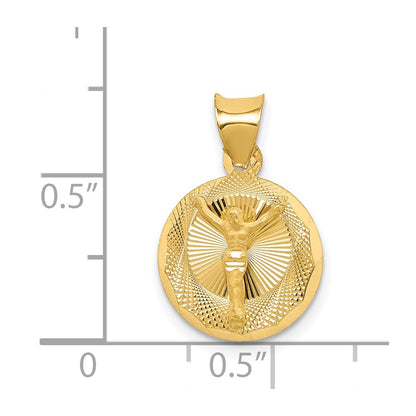 14K Yellow Gold Polished D/C Corpus Circle Pendant
