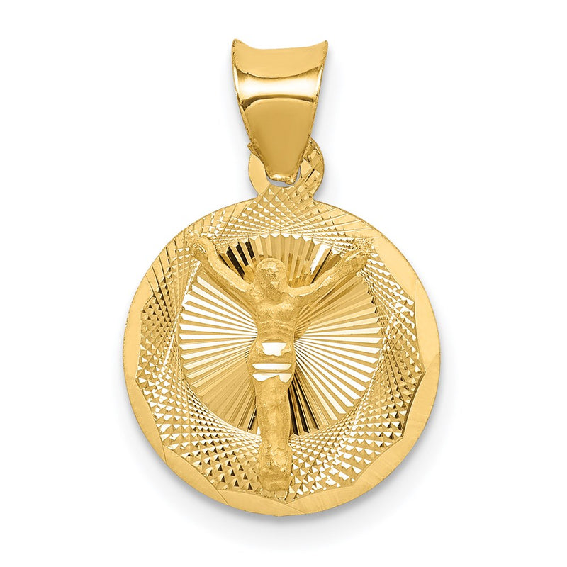 14K Yellow Gold Polished D/C Corpus Circle Pendant