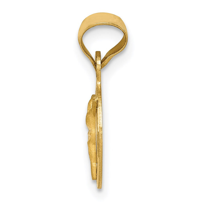 14K Yellow Gold Polished D/C Corpus Circle Pendant
