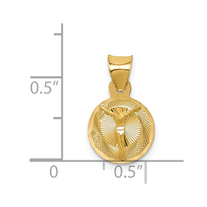 14K Yellow Gold Polished D/C Corpus Circle Pendant