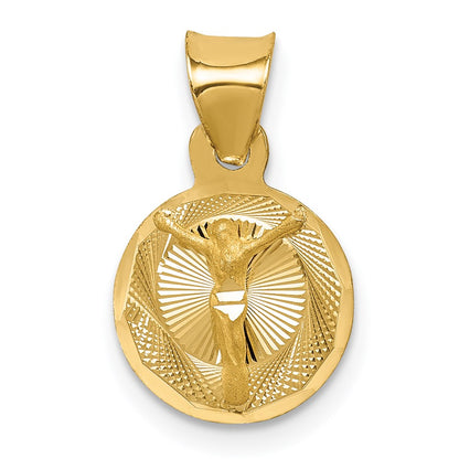 14K Yellow Gold Polished D/C Corpus Circle Pendant