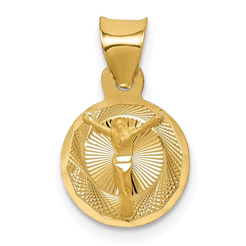 14K Yellow Gold Polished D/C Corpus Circle Pendant
