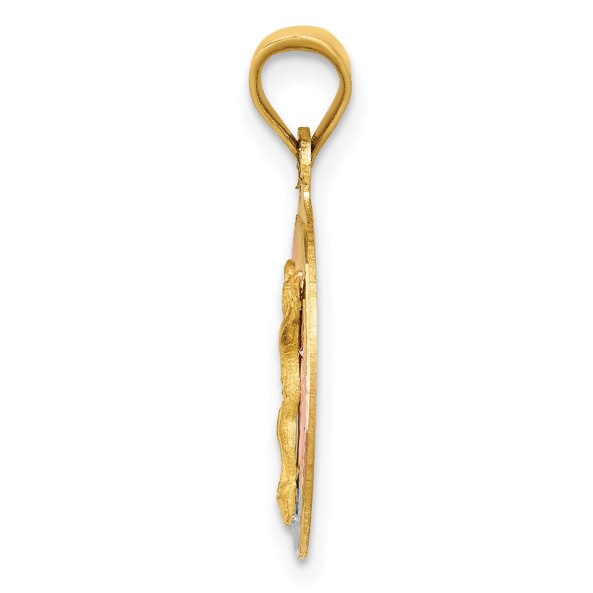 14K Yellow & Rhodium W/Rose And White D/C Corpus Circle Pendant