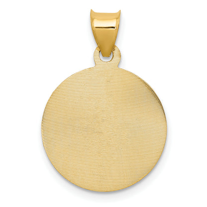 14K Yellow & Rhodium W/Rose And White D/C Corpus Circle Pendant