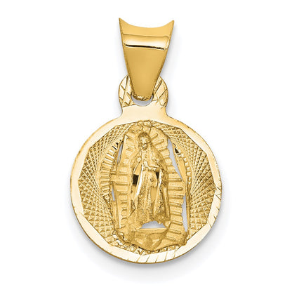 14K Yellow Gold Polished D/C Lady Of Guadalupe Circle Pendant