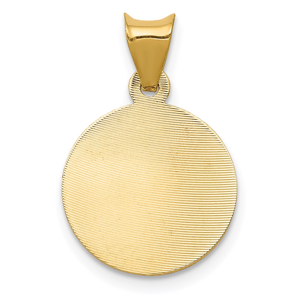 14K Yellow Gold Polished D/C Lady Of Guadalupe Circle Pendant