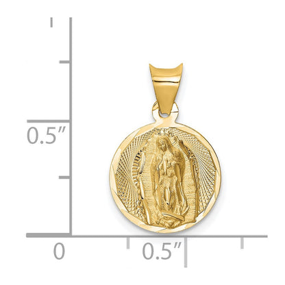 14K Yellow Gold Polished D/C Lady Of Guadalupe Circle Pendant