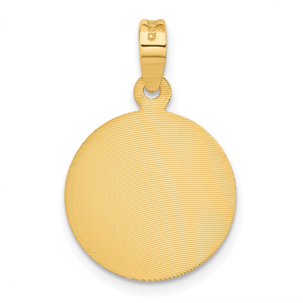 14K Yellow Gold Polished D/C Lady Of Guadalupe Circle Pendant