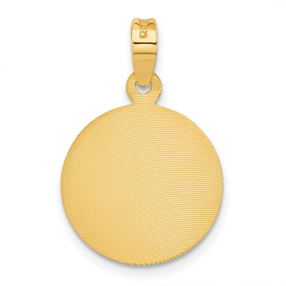 14K Yellow Gold Polished D/C Lady Of Guadalupe Circle Pendant
