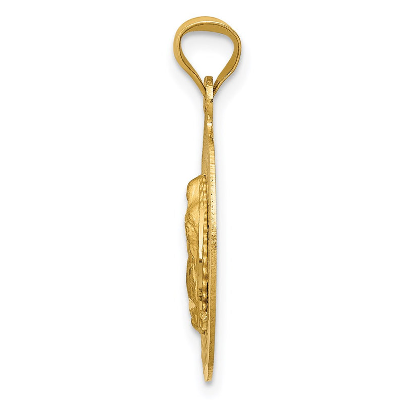 14K Yellow Gold Polished D/C Lady Of Guadalupe Oval Pendant
