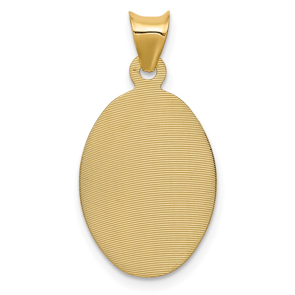 14K Yellow Gold Polished D/C Lady Of Guadalupe Oval Pendant