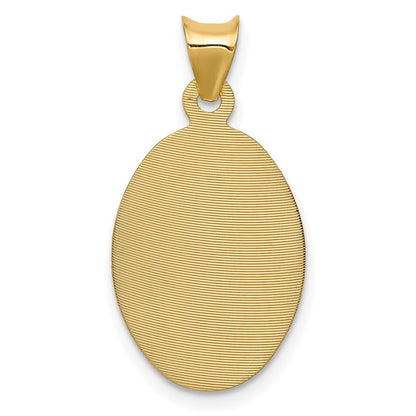 14K Yellow Gold Polished D/C Lady Of Guadalupe Oval Pendant