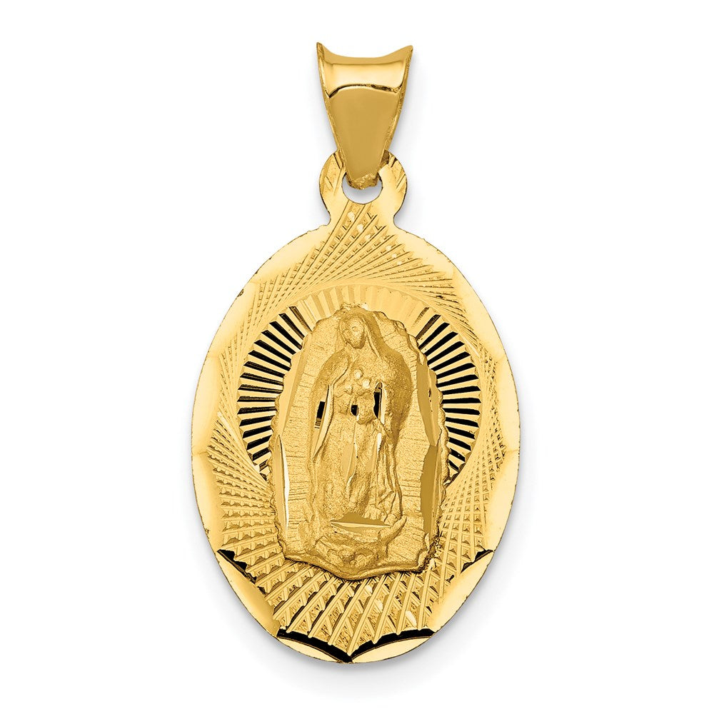 14K Yellow Gold Polished D/C Lady Of Guadalupe Oval Pendant