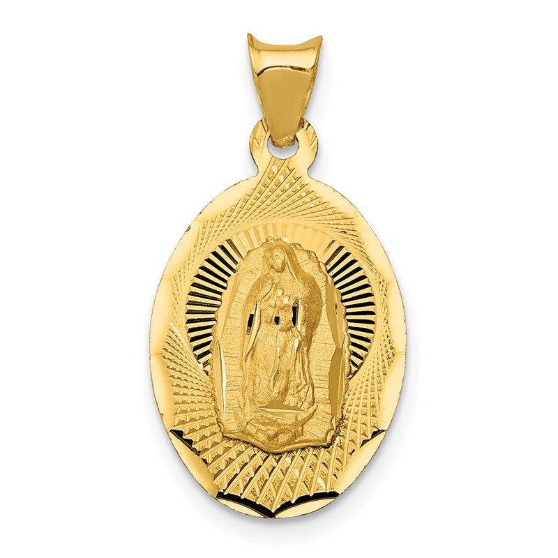 14K Yellow Gold Polished D/C Lady Of Guadalupe Oval Pendant