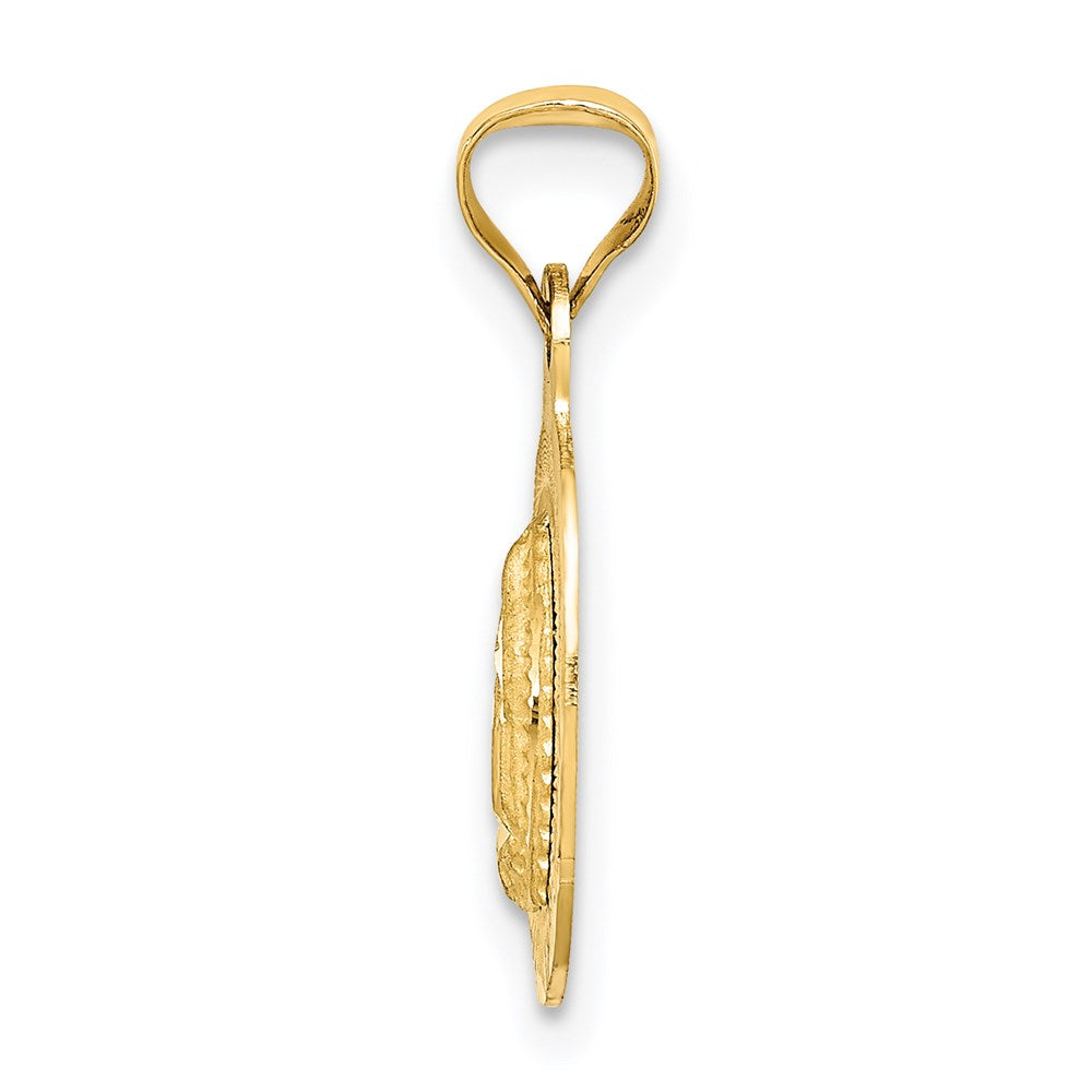 14K Yellow & Rhodium W/Rhodium D/C Lady Of Guadalupe Oval Pendant