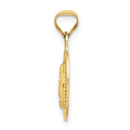 14K Yellow & Rhodium W/Rhodium D/C Lady Of Guadalupe Oval Pendant