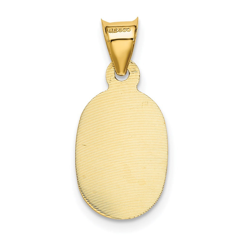 14K Yellow Gold Polished D/C Lady Of Guadalupe Oval Pendant