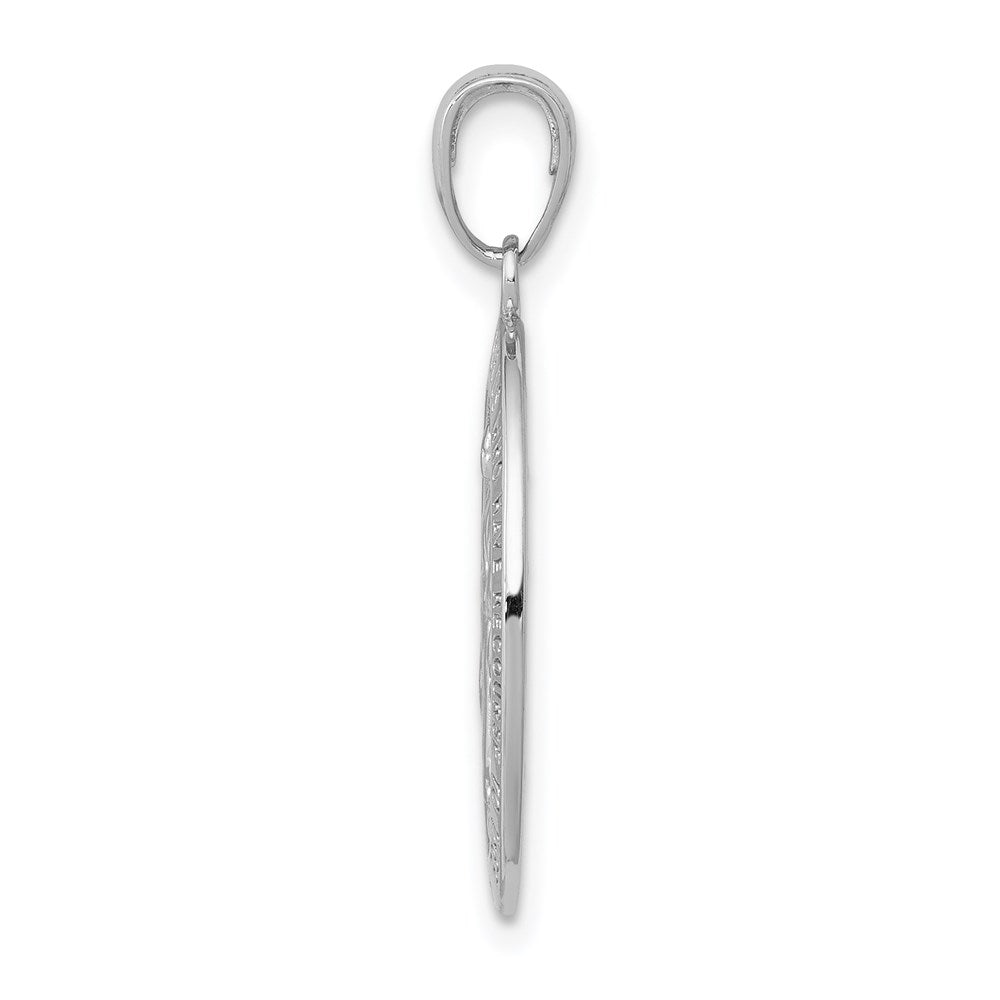 14k White Gold Polished & Textured Large Miraculous Medal Pendant