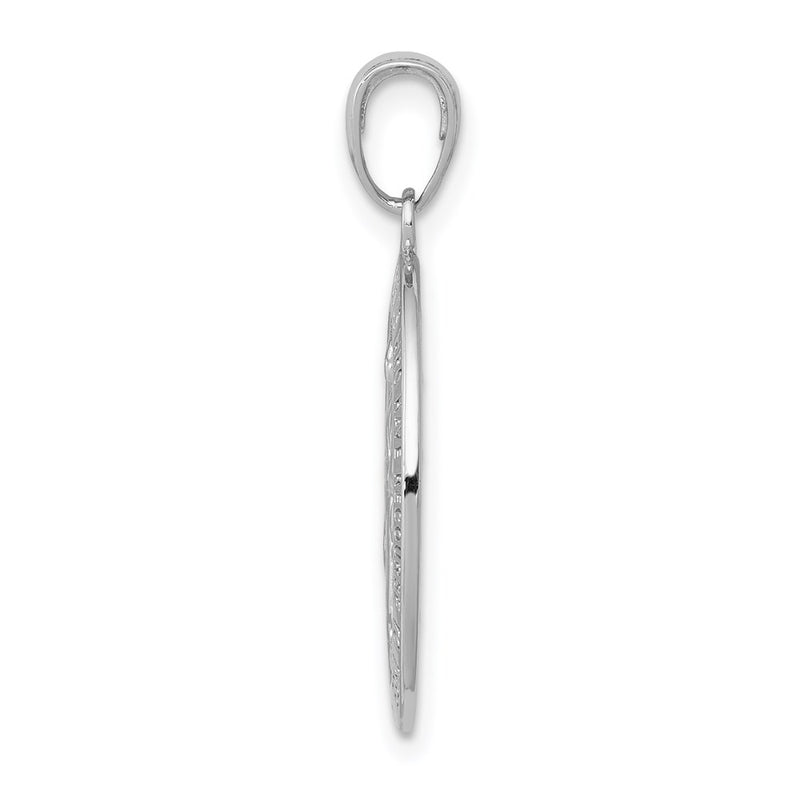 14k White Gold Polished & Textured Large Miraculous Medal Pendant