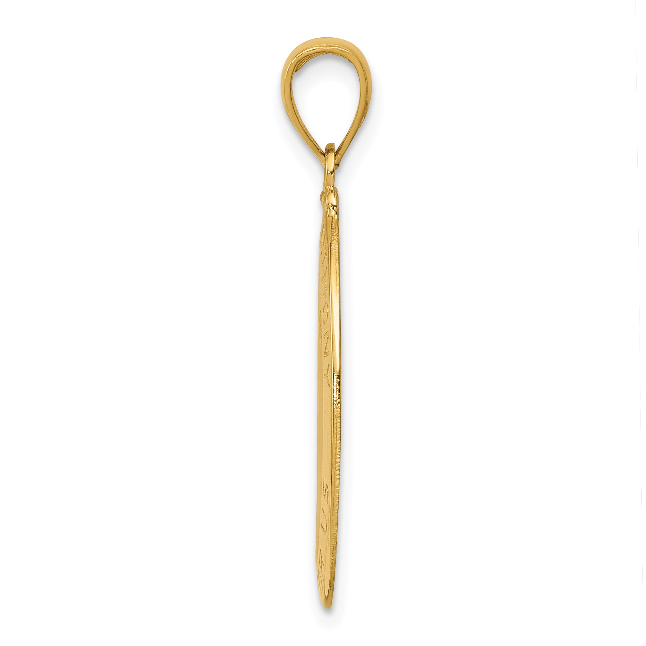 14K Yellow Gold Saint Anthony Oval Medal Hollow Pendant