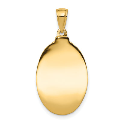 14K Yellow Gold Saint Anthony Oval Medal Hollow Pendant