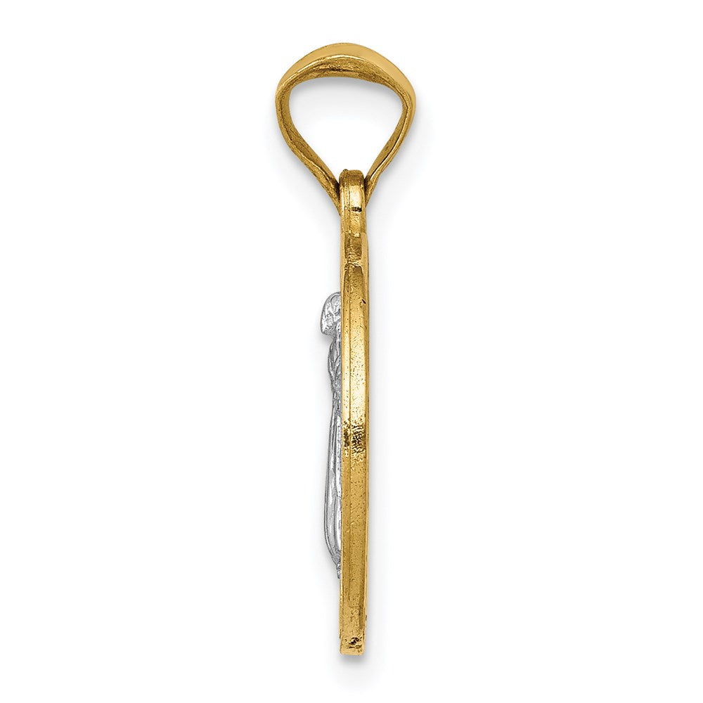 14K Yellow & Rhodium With Circle St. Benedict Medal Pendant