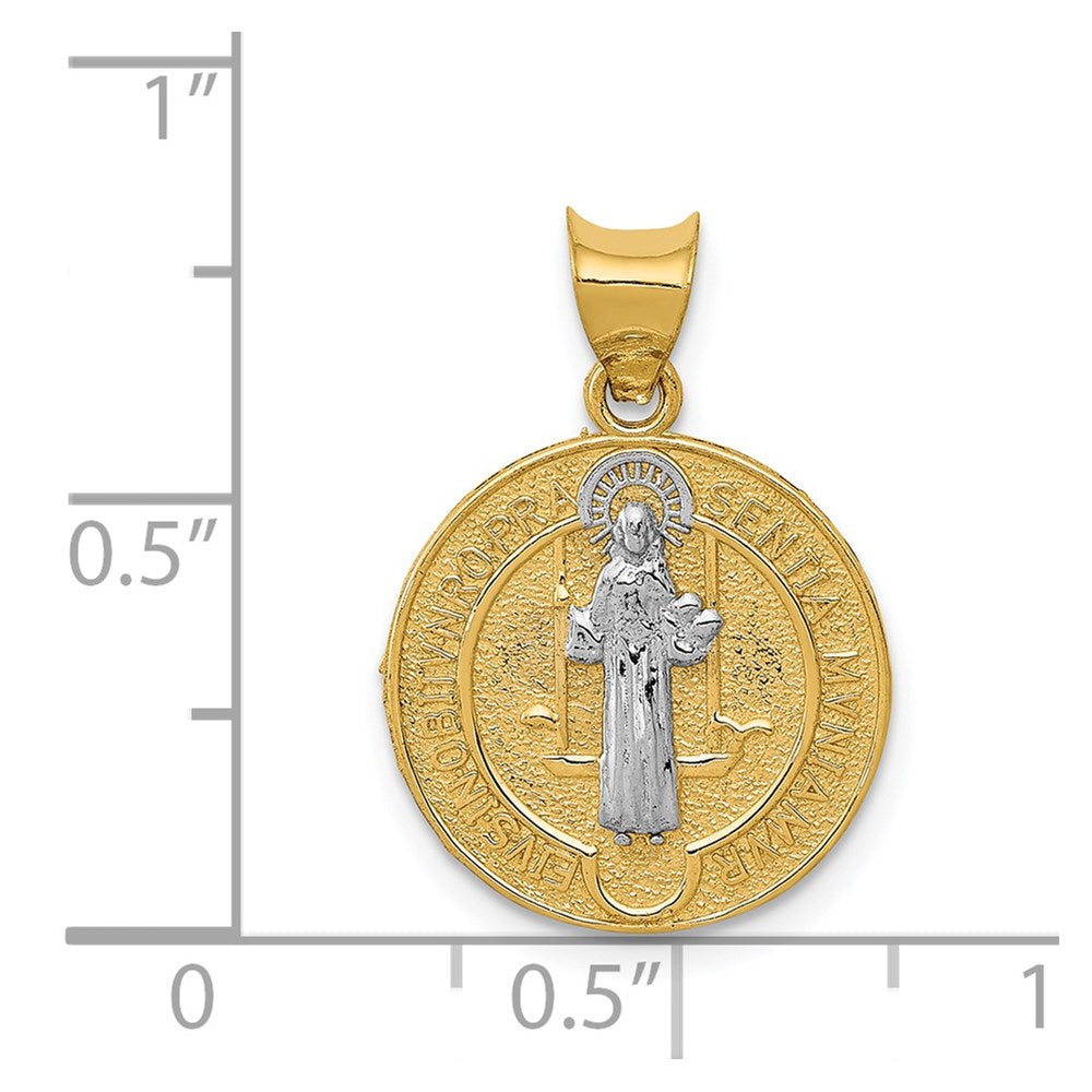 14K Yellow & Rhodium With Circle St. Benedict Medal Pendant