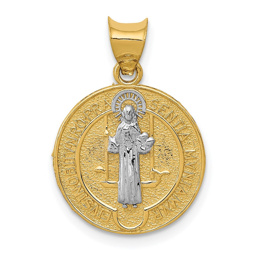 14K Yellow & Rhodium With Circle St. Benedict Medal Pendant
