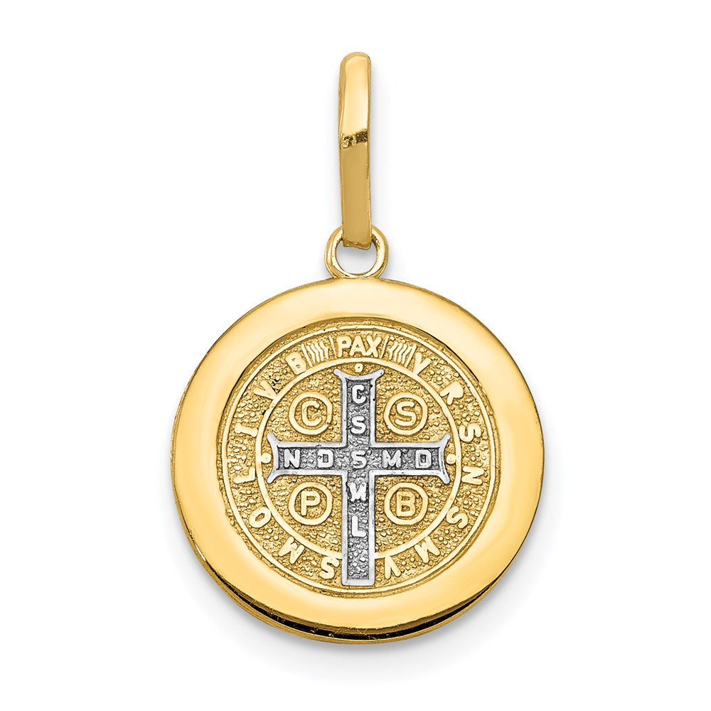 14K Yellow & Rhodium With Circle St. Benedict Medal Pendant